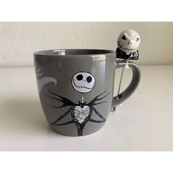 Disney Jack Skellington & Sally Mug With Stirrer Nightmare Before Christmas NEW - Picture 1 of 5